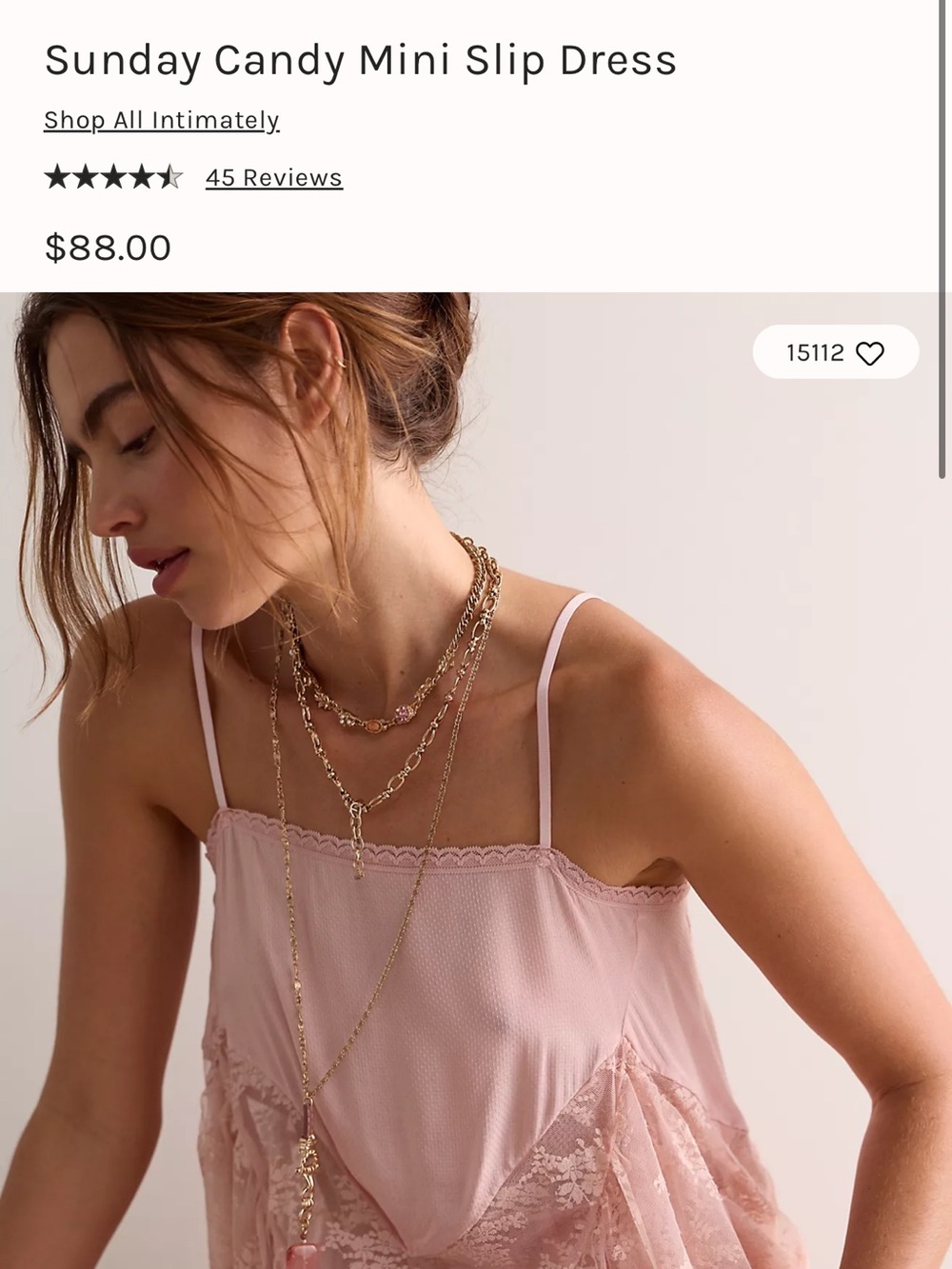 Free People Sunday Candy Mini Slip Dress — Soft Blush Pink